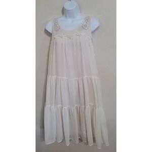 H&M Sustainable Conscious Collection Ivory Tiered Dress Boho Coquette Fairy Sz 8